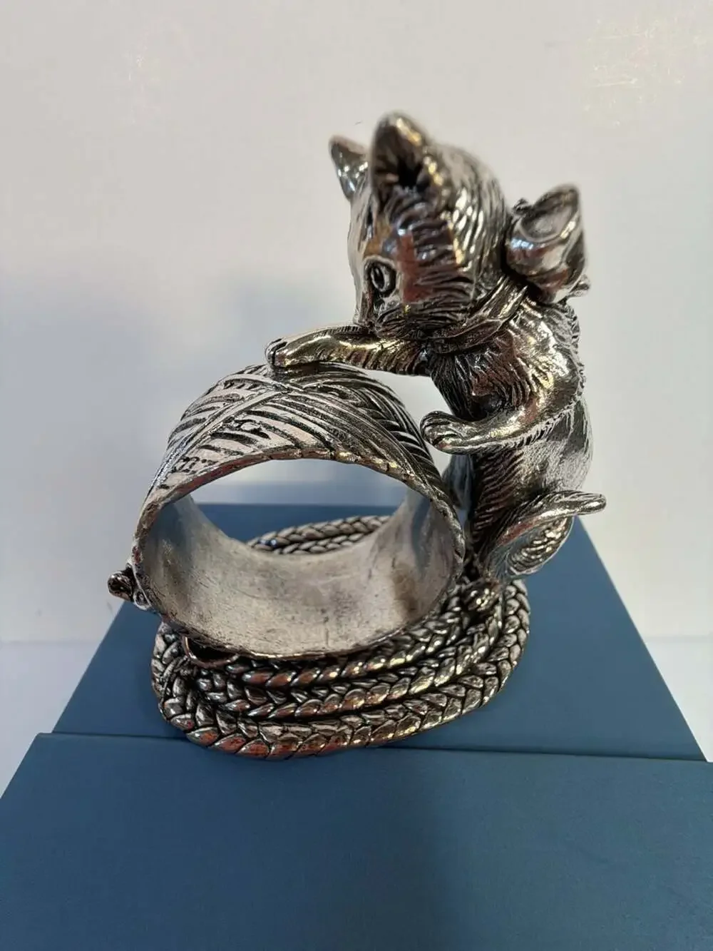 Reed & Barton Silverplate 1824 Collection Cat & Mouse Napkin‎ Ring #1823- Box